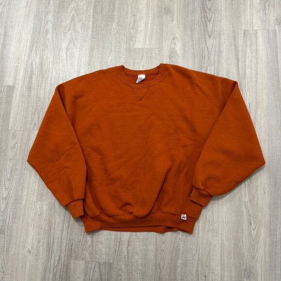 Vintage Russell Athletic Crewneck Sweatshirt Men's XL Orange y2k 2000s Pullover - Picture 1 of 7